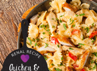 Renal Recipe-Chicken and Bow-Tie Pasta-Farfalle