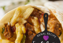 kidney friendly breakfast - renal recipe - Breakfast Burritos with Eggs and Mexican Sausage