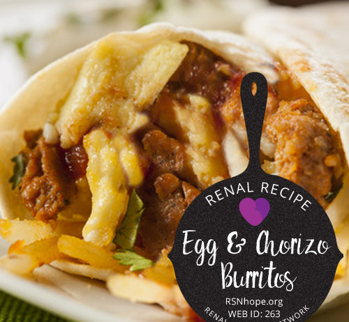 kidney friendly breakfast - renal recipe - Breakfast Burritos with Eggs and Mexican Sausage