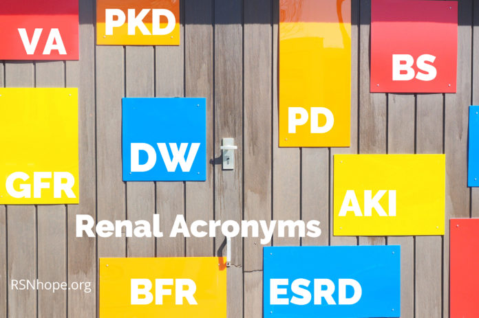 Renal Acronyms - kidney disease abbreviations