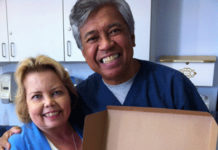 Lori Hartwell and dialysis nurse Marc Manolo, RN