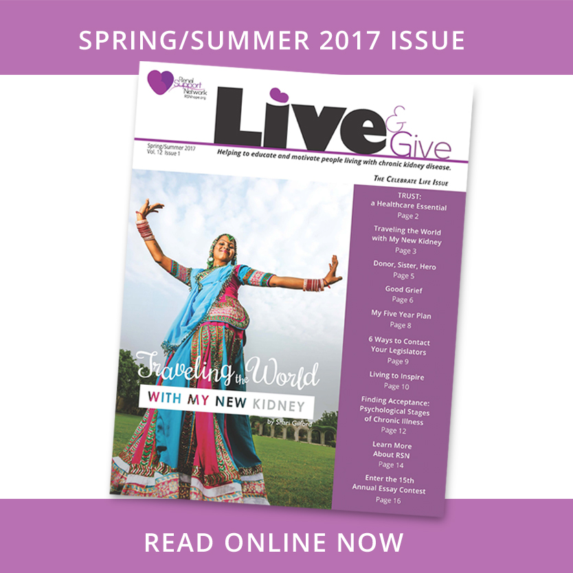 Live and Give Newsletter for people with kidney disease