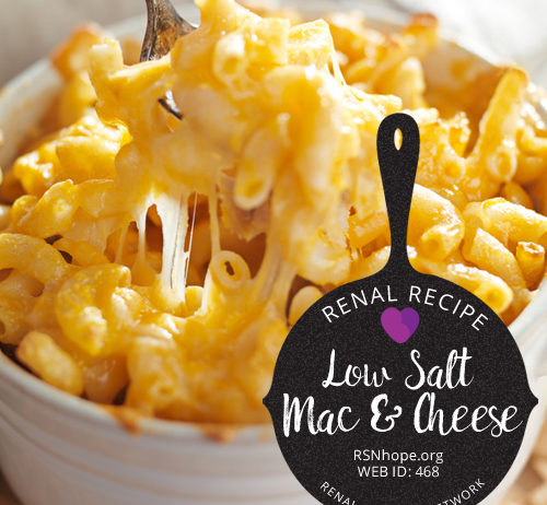 LOW SALT MAC AND CHEESE-RENAL DIET